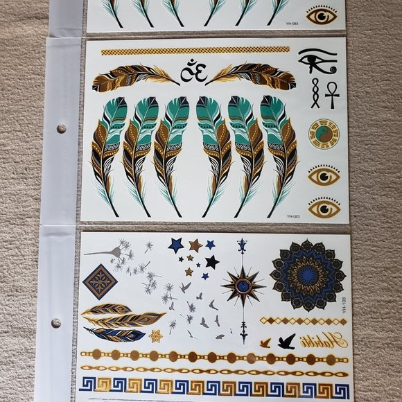3 sheets Golden Silver Temporary Tattoo - Picture 5 of 15